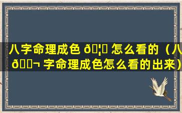 八字命理成色 🦆 怎么看的（八 🐬 字命理成色怎么看的出来）